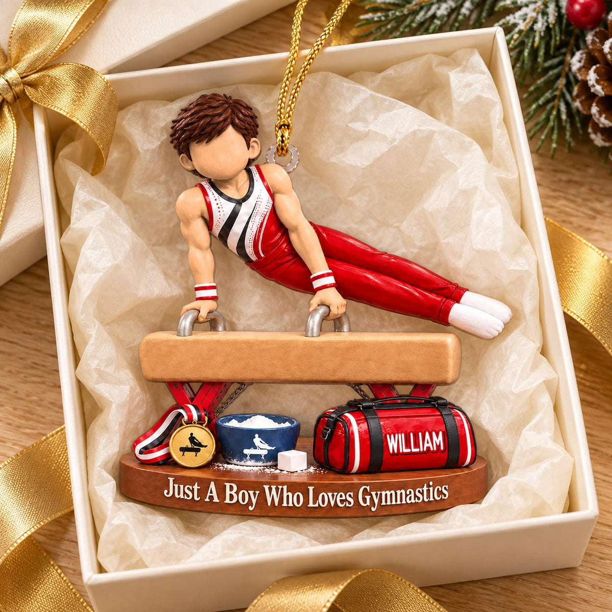 Just A Boy Who Loves Gymnastics - Personalized Gymnastics Ornament, Gift for Gymnast A2110 Pt99