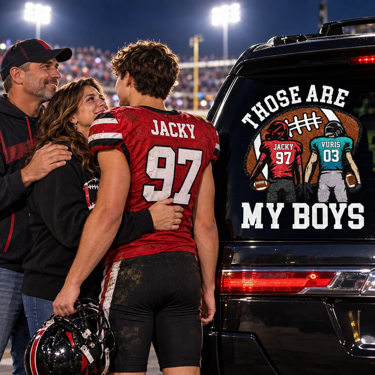 Personalized Those Are My Kids Football Car Decal, Custom Football Player Name & Number Sticker, Gift for Sports Moms and Dads T1807 T24