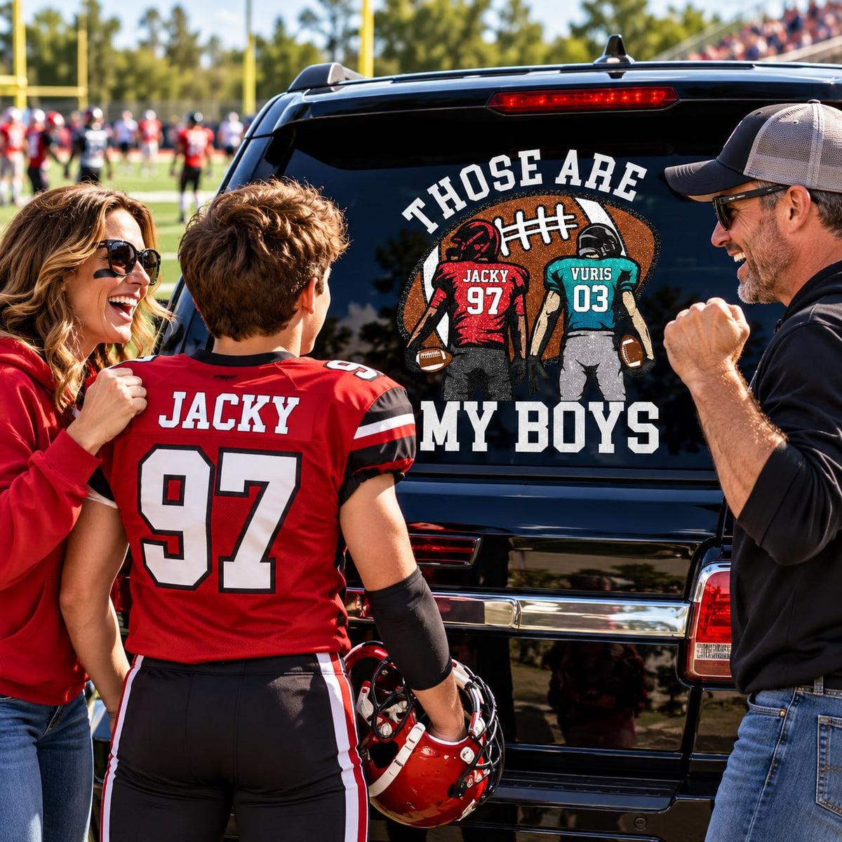 Personalized Those Are My Kids Football Car Decal, Custom Football Player Name & Number Sticker, Gift for Sports Moms and Dads T1807 T24