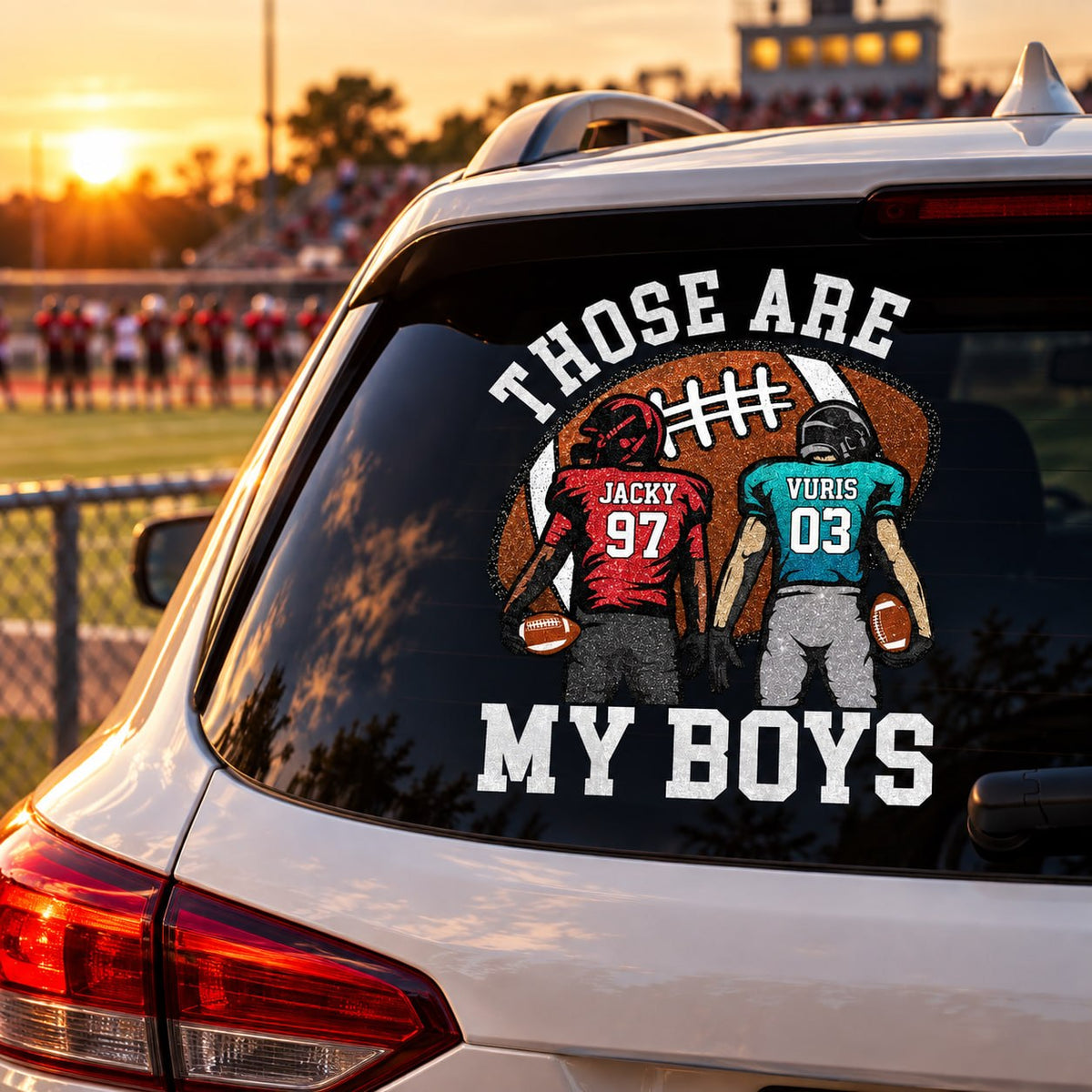 Personalized Those Are My Kids Football Car Decal, Custom Football Player Name & Number Sticker, Gift for Sports Moms and Dads T1807 T24