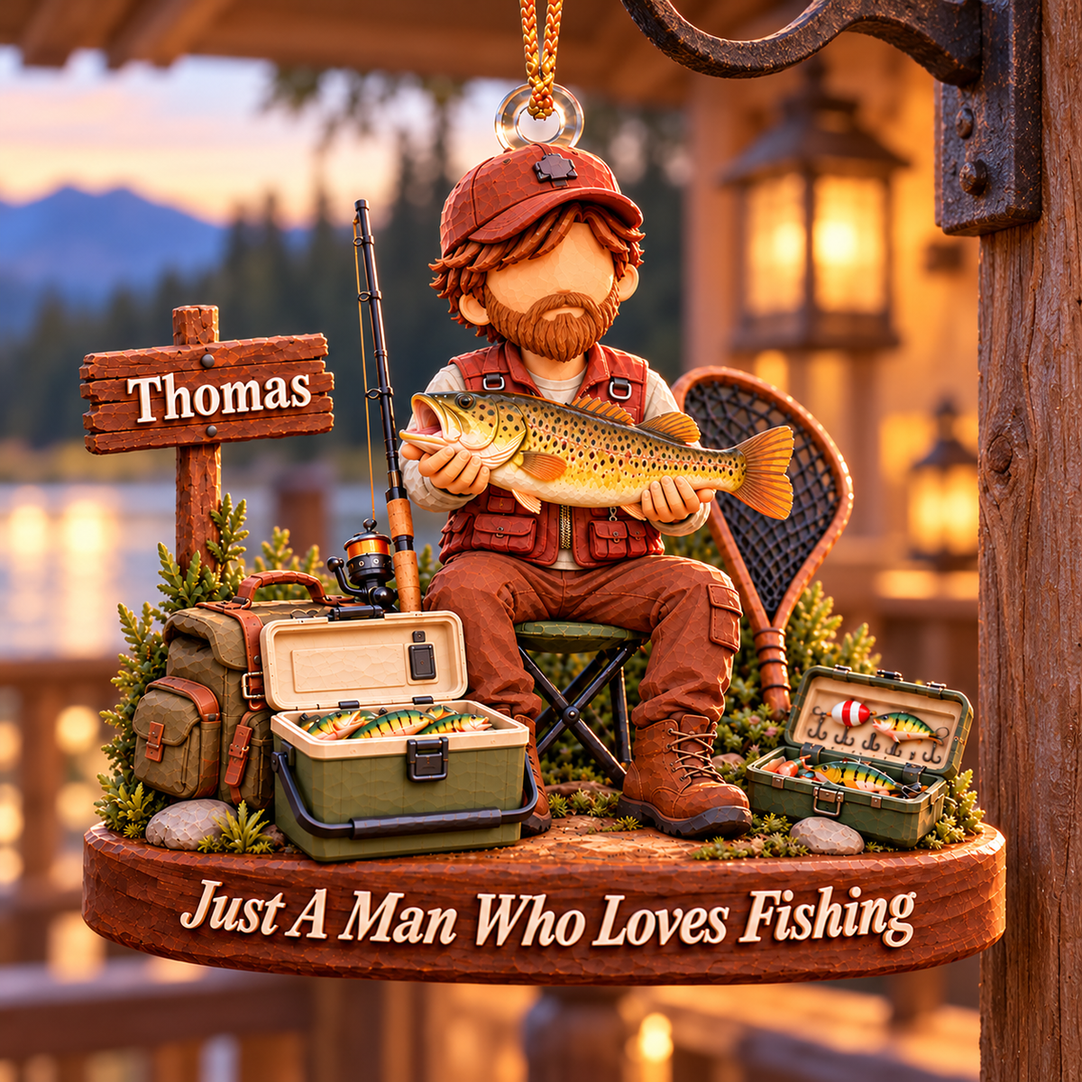 Just A Man Who Loves Fishing, Personalized Fishing Ornament, Custom Fisherman Name, Gift For Fishing Lovers MI209 T24 NT01