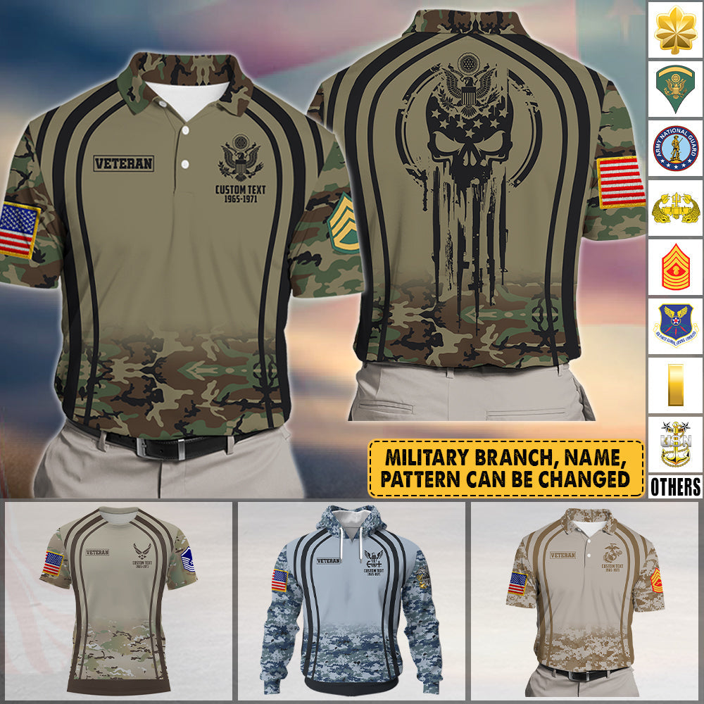 US Military Veteran Custom Rank All Over Print Shirt For Veteran K1702