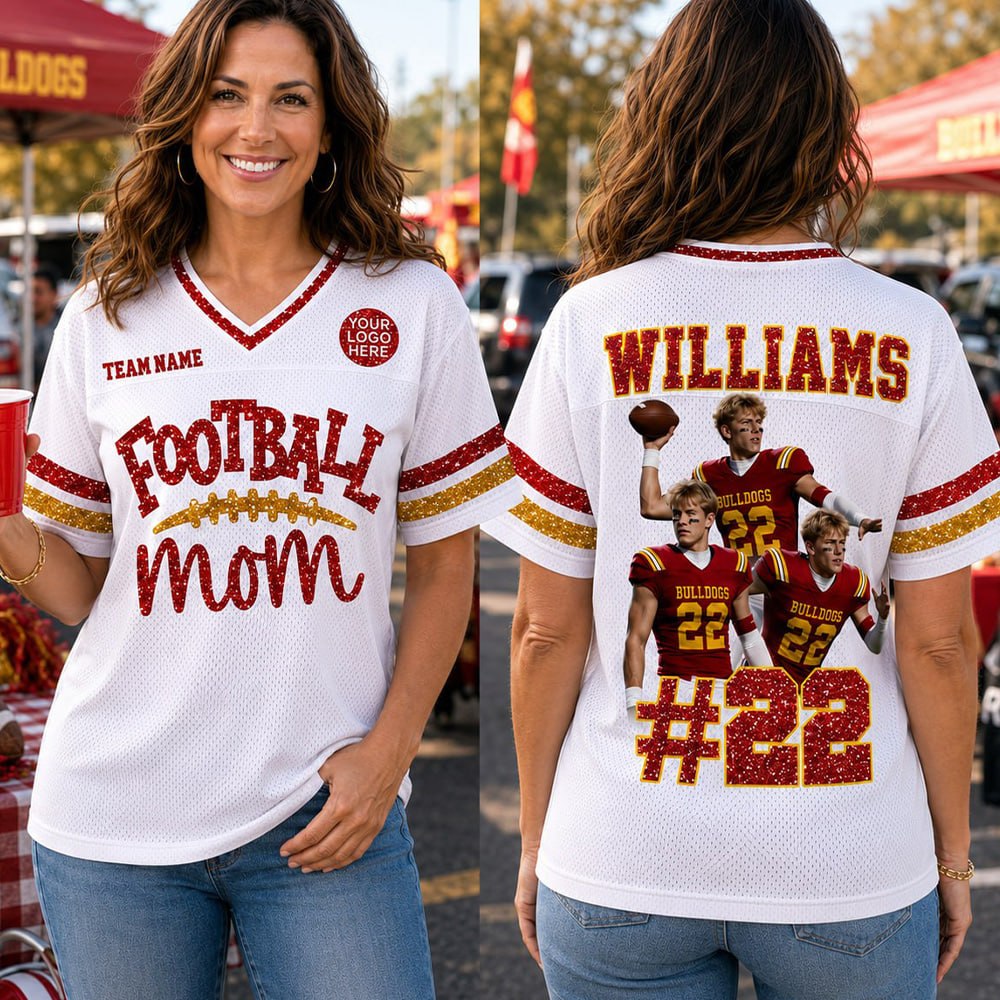 Football Mom Jersey - Personalized Shirt For Football Family Custom Photo Player NA04 T24