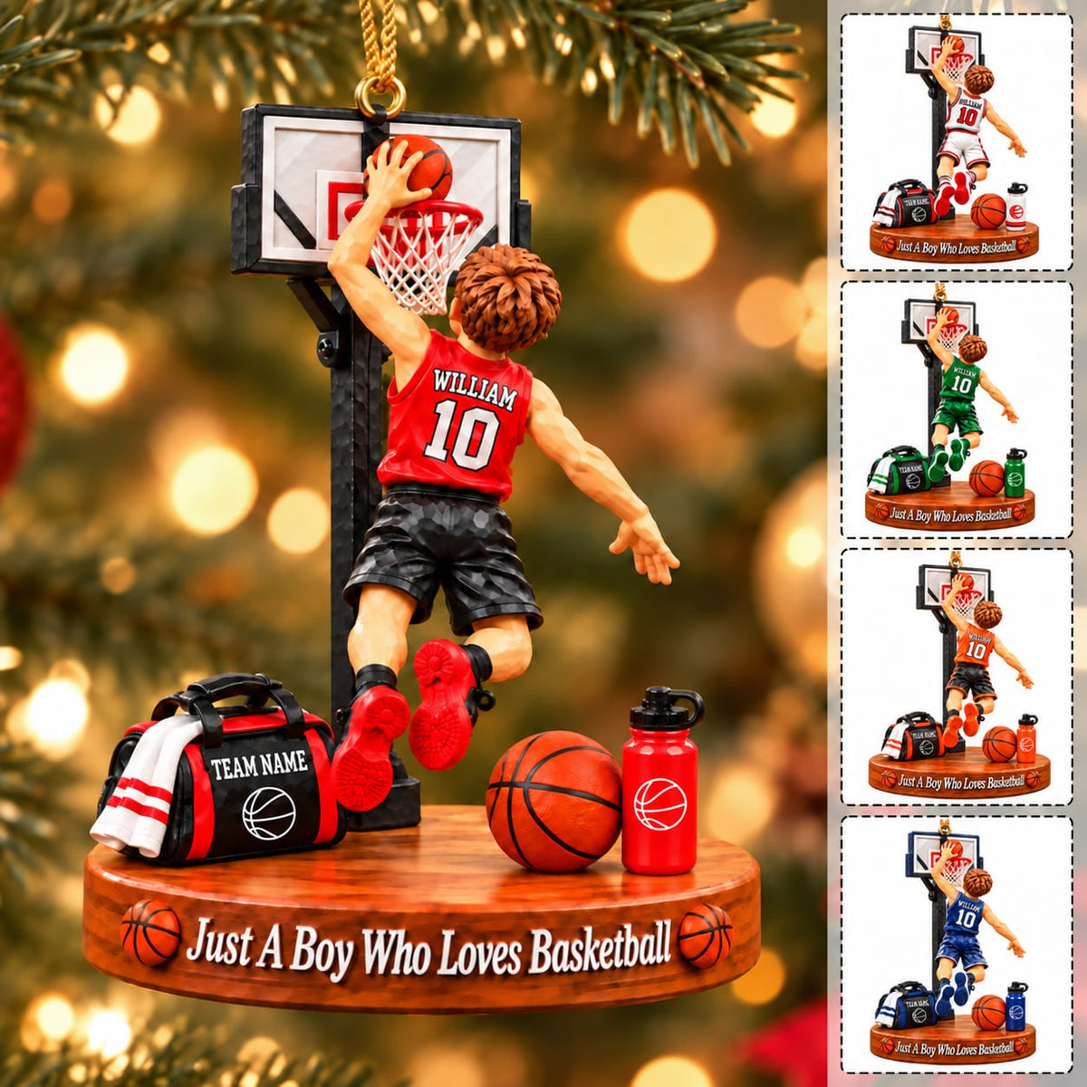 Custom Just A Boy Who Loves Basketball Ornament, Christmas Tree Decoration, Basketball Gift Na02 T24 NT01