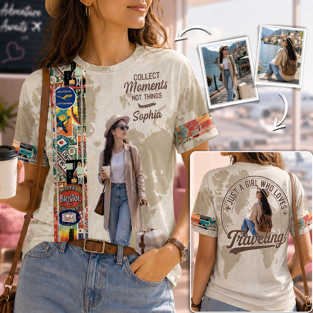 Just A Boy Who Loves Traveling – Custom Photo Vacation T-Shirt for Adventure Lovers Na02 Hv01