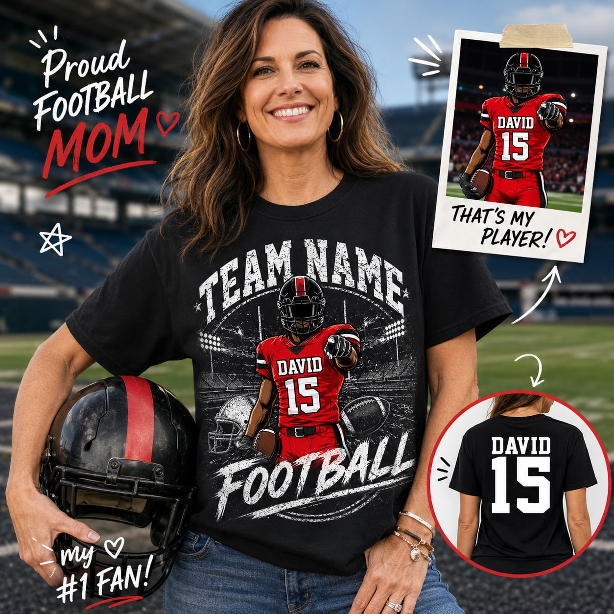 Personalized American Football Team Shirt - Football GameDay Custom Shirt Na02 VH01