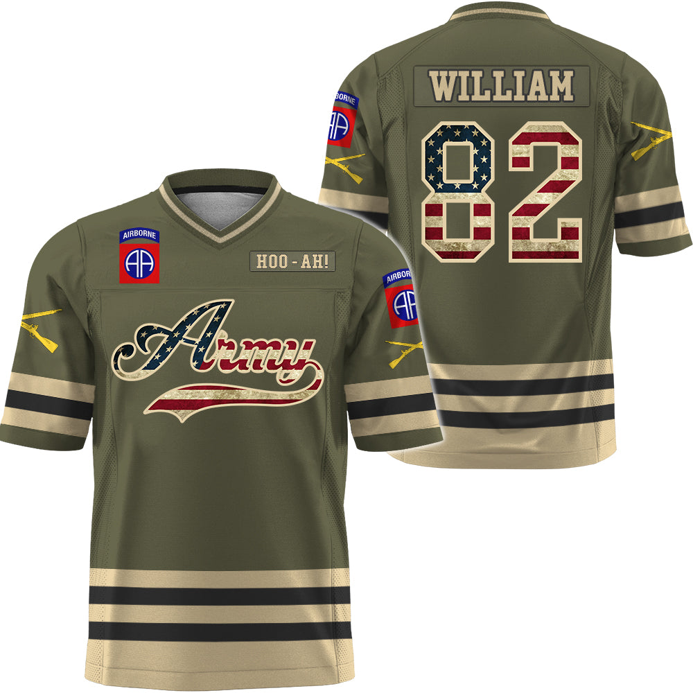 Personalized  USA Flag Jersey Football Military Shirt Gift For Veteran Soldier K1702 Trhn