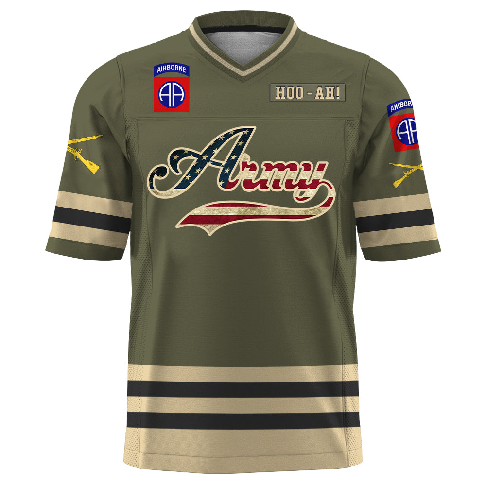 Personalized  USA Flag Jersey Football Military Shirt Gift For Veteran Soldier K1702 Trhn