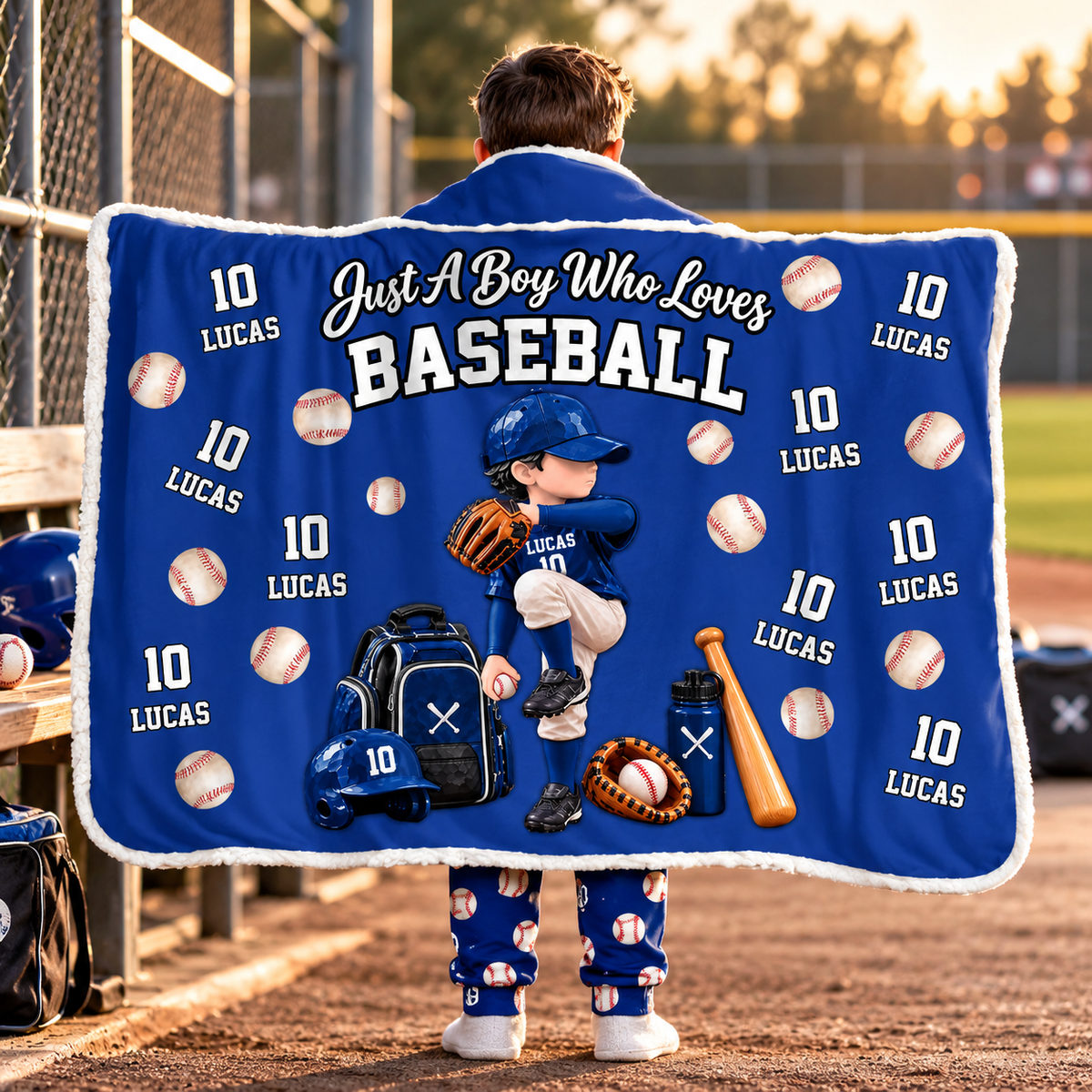 Personalized Just A Boy Who Loves Baseball Blanket Hoodie, Custom Name Baseball Gift For Boy Girl Na02 VH01 TL06