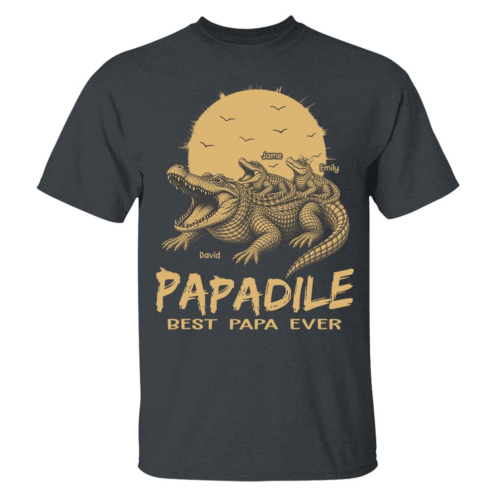 Custom Papadile Crocodile Papa Shirt, Alligator Dad Gift L0411 Hv01
