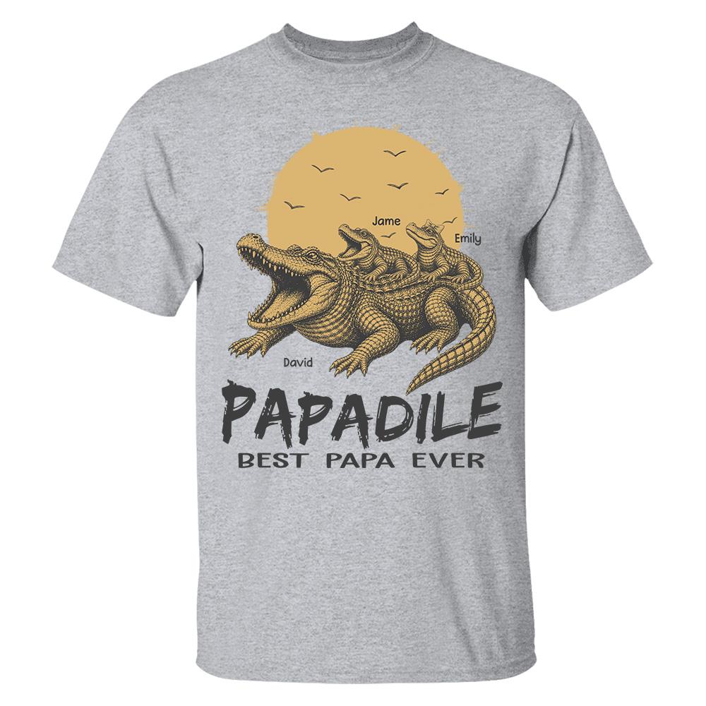 Custom Papadile Crocodile Papa Shirt, Alligator Dad Gift L0411 Hv01