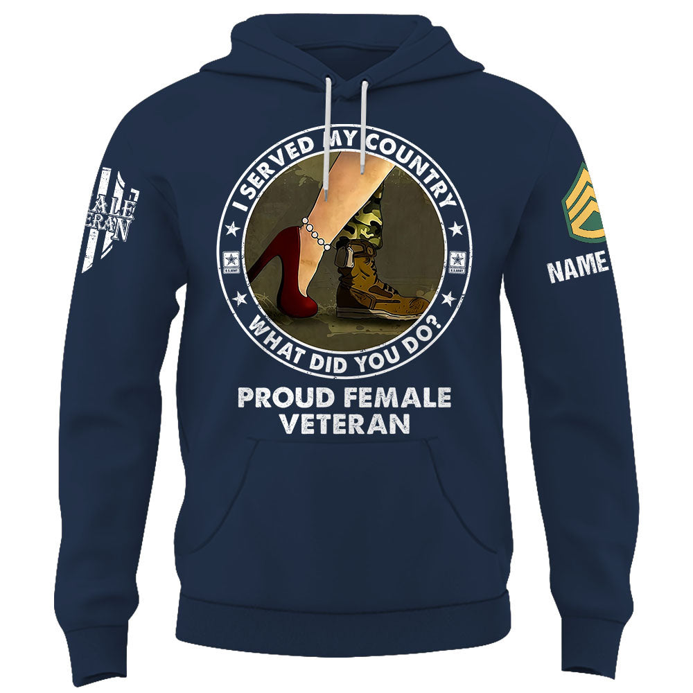 Personalized Shirt I Served My Country What Did You Do Proud Female Vet K1702