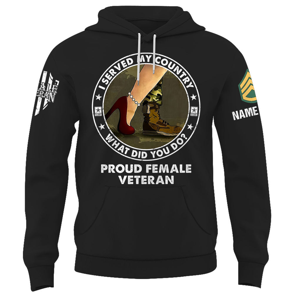 Personalized Shirt I Served My Country What Did You Do Proud Female Vet K1702