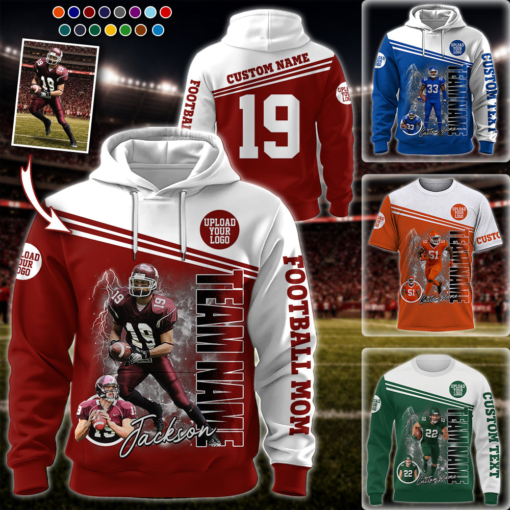 Custom Photo Football Player All Over Print Shirt - Personalized Team Name School Name Gift For Gameday K1702 MT2