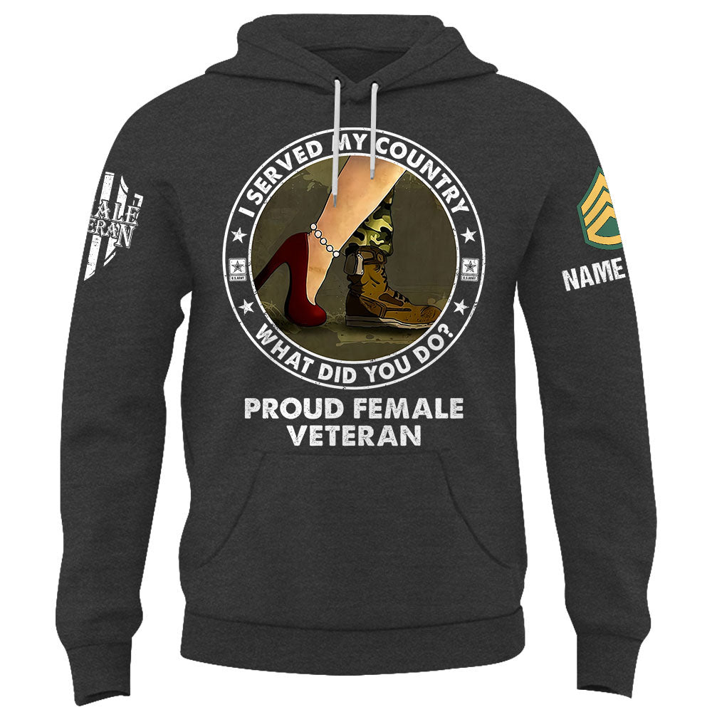 Personalized Shirt I Served My Country What Did You Do Proud Female Vet K1702