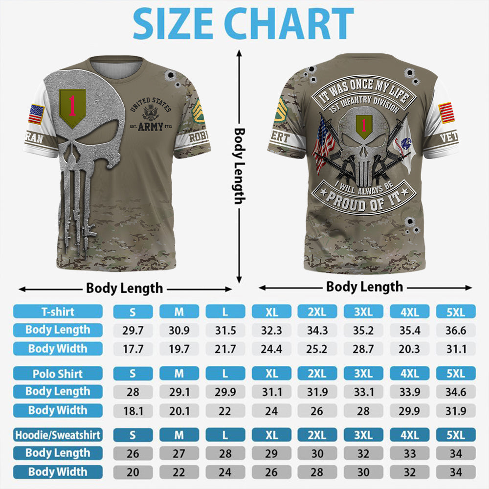 Personalized All Over Print Shirt It Was Once My Life US Veteran I Will Always Be Proud Of It Skull Pattern Camouflage Military K1702 Trhn