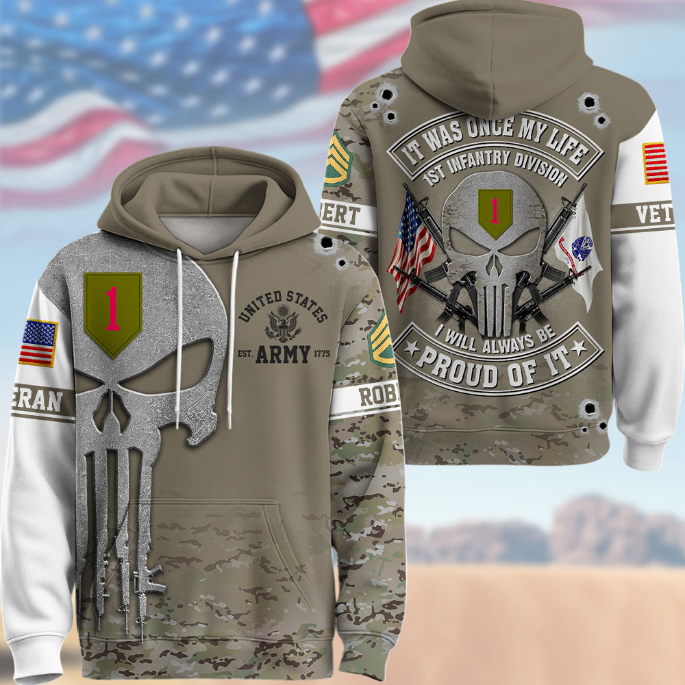 Personalized All Over Print Shirt It Was Once My Life US Veteran I Will Always Be Proud Of It Skull Pattern Camouflage Military K1702 Trhn
