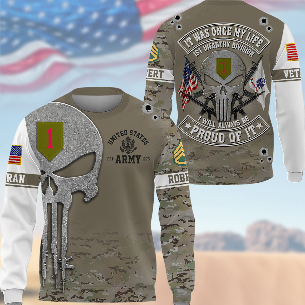 Personalized All Over Print Shirt It Was Once My Life US Veteran I Will Always Be Proud Of It Skull Pattern Camouflage Military K1702 Trhn