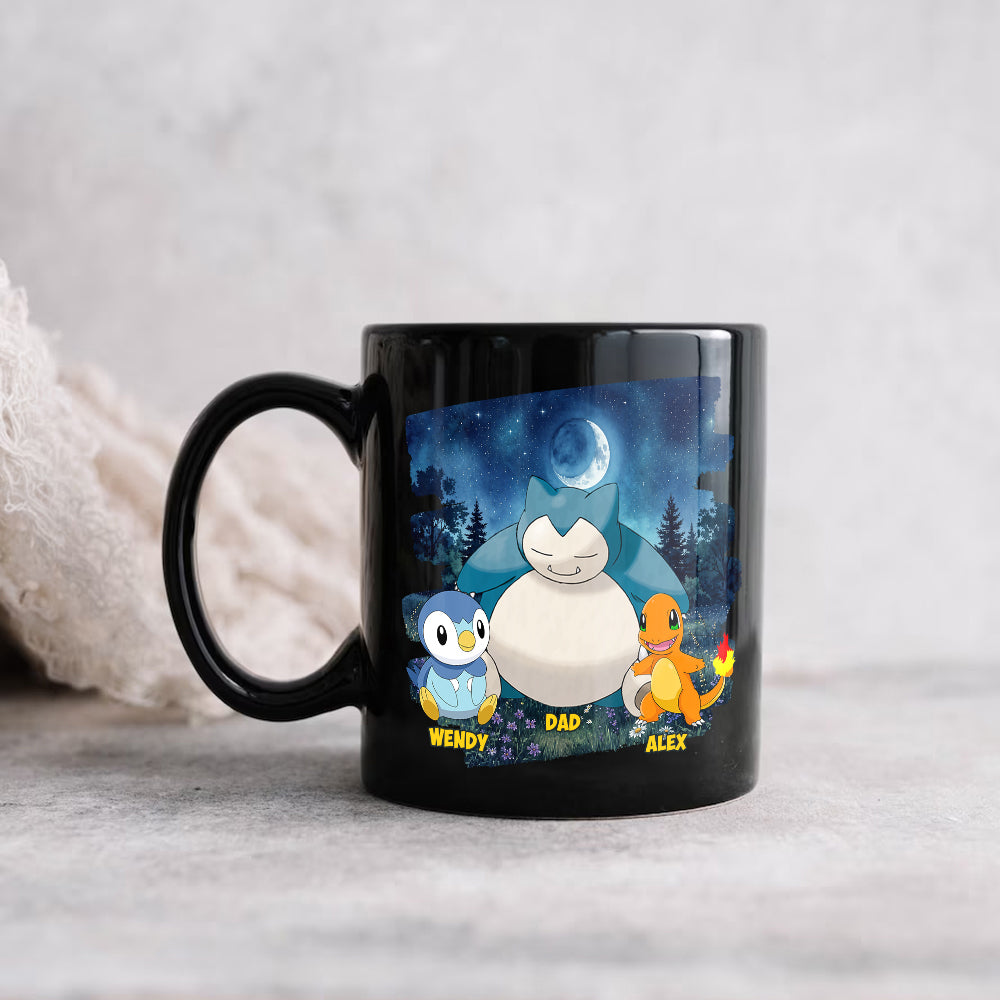 Best Dad Ever Pokemon Mug, Personalized Dad with Kid Names Cup, Father’s Day Stoneware Mug, Gift For Dad Husband MI209 Hv01