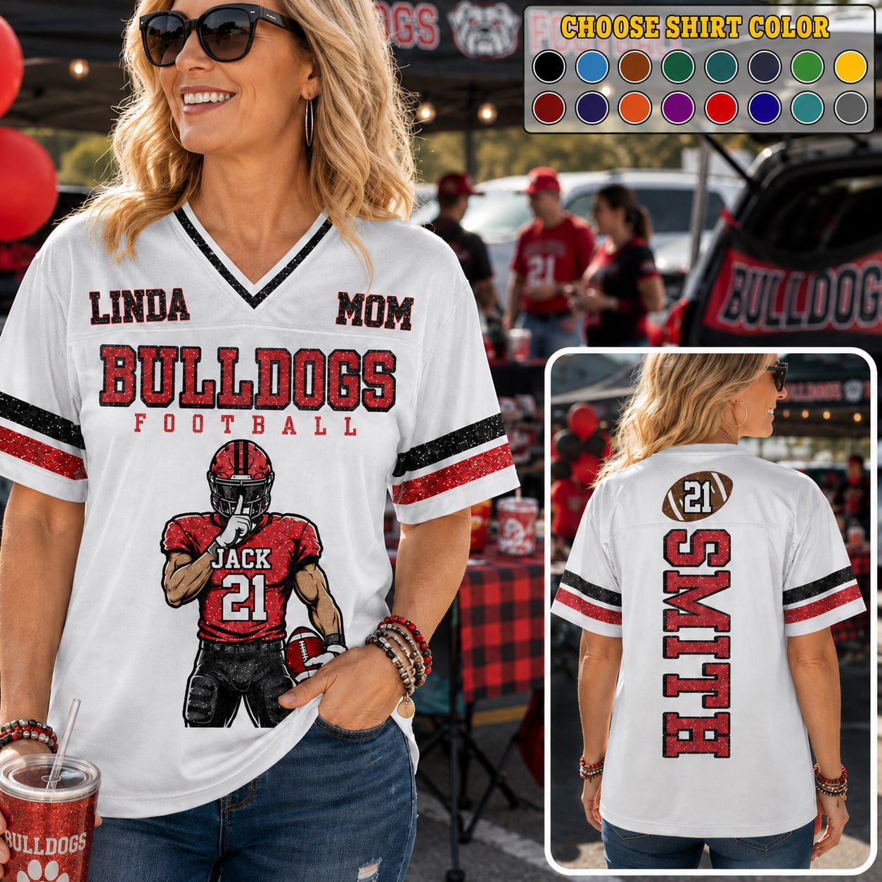Personalized American Football Mom Jersey- Football GameDay Custom Shirt For Mom, Dad Na02 T24