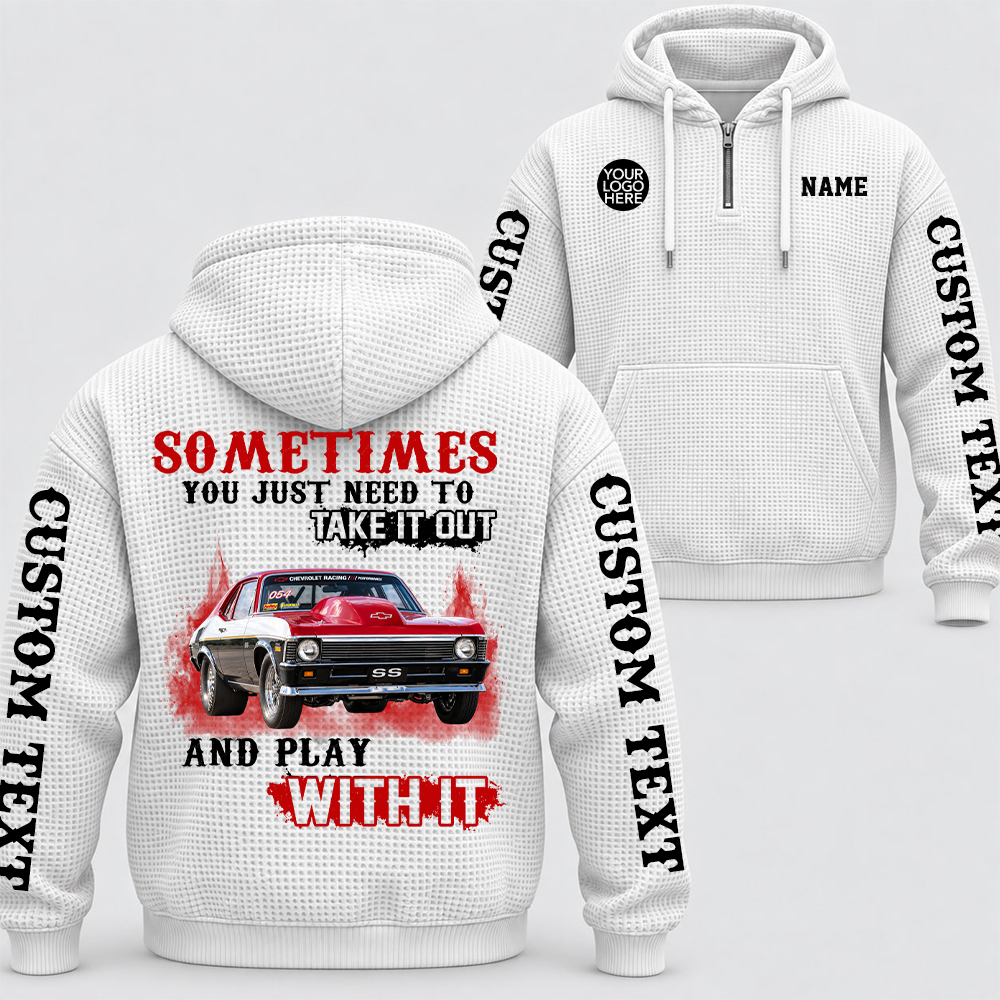 Take It Out & Play - Personalized Classic Car Photo Quarter Zip Hoodie - Gift For Car Lovers A2110 T24