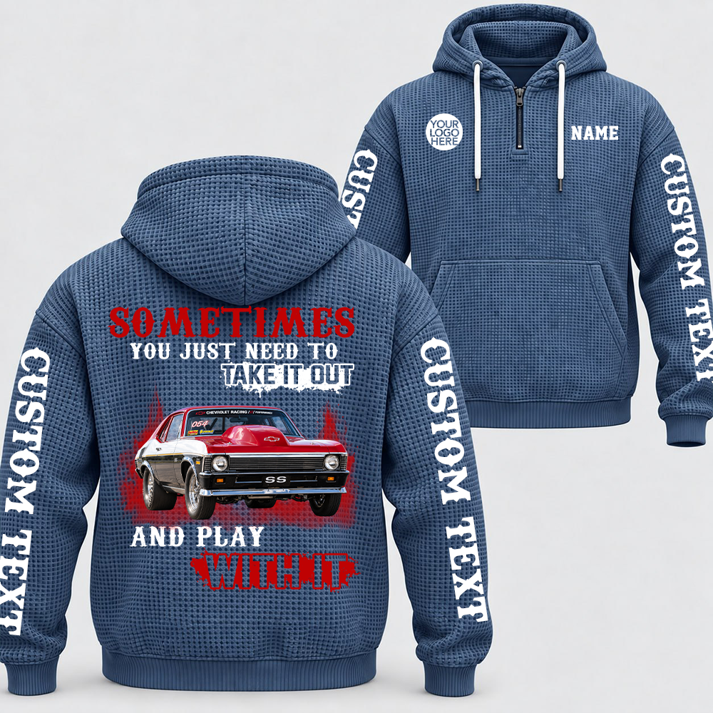 Take It Out & Play - Personalized Classic Car Photo Quarter Zip Hoodie - Gift For Car Lovers A2110 T24