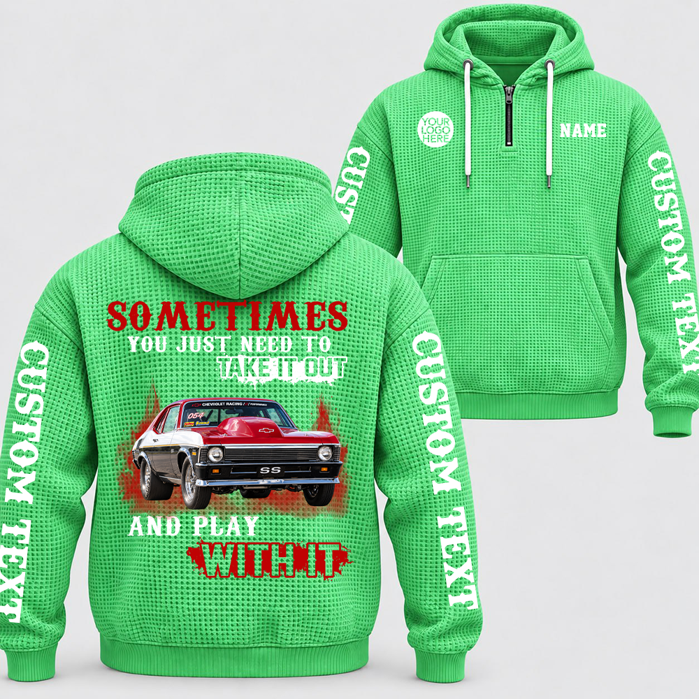 Take It Out & Play - Personalized Classic Car Photo Quarter Zip Hoodie - Gift For Car Lovers A2110 T24