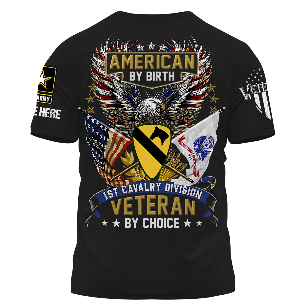 Personalized Shirt American By Birth US Veteran by Choice Custom All Branch Military Gift For Veterans K1702