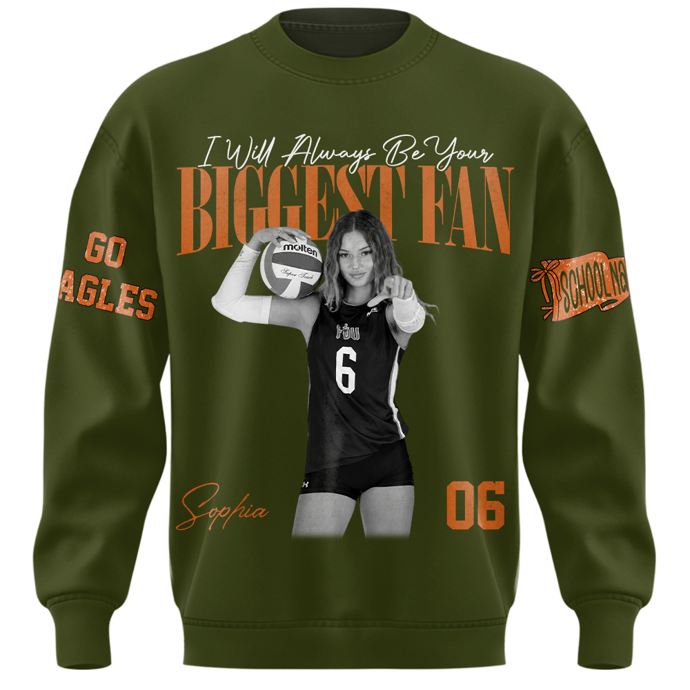 I'll Always Be Your Biggest Fan, Personalized Vintage “Biggest Fan” Volleyball Shirt, Custom School Team Name, Gift For Volleyball Lovers T1807 TH23