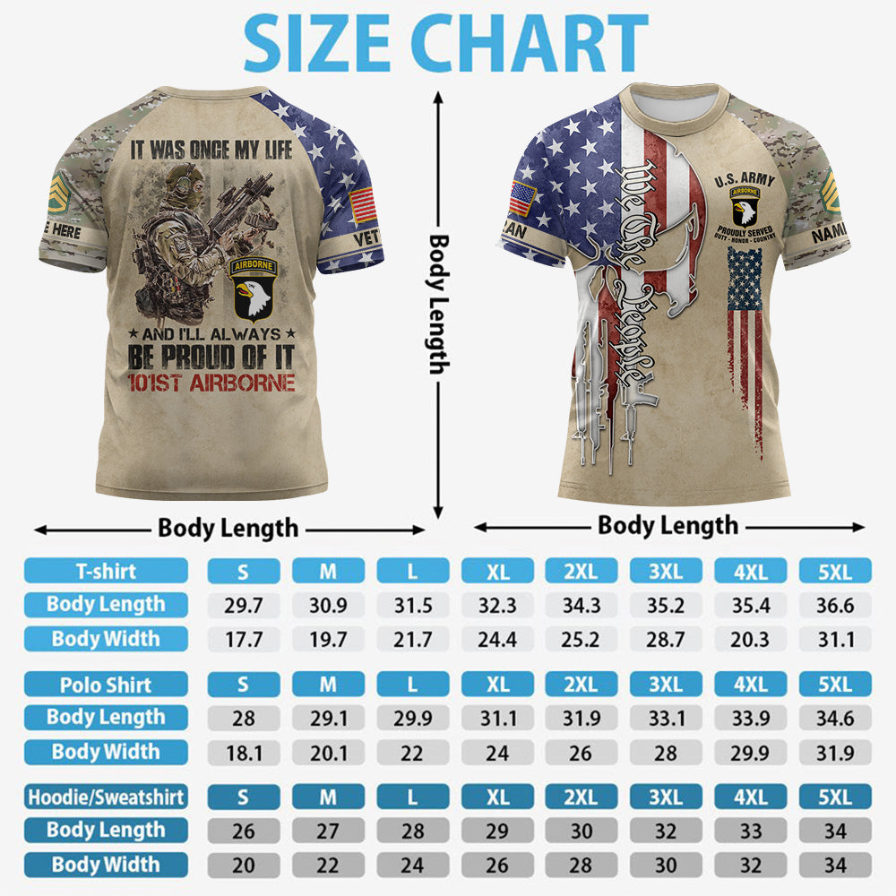 Personalized All Over Print Shirt It Was Once My Life US Veteran I Will Always Be Proud Of It Skull Veteran Camouflage Military K1702 Trhn