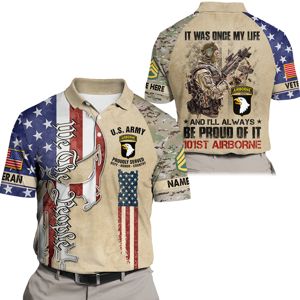 Personalized All Over Print Shirt It Was Once My Life US Veteran I Will Always Be Proud Of It Skull Veteran Camouflage Military K1702 Trhn