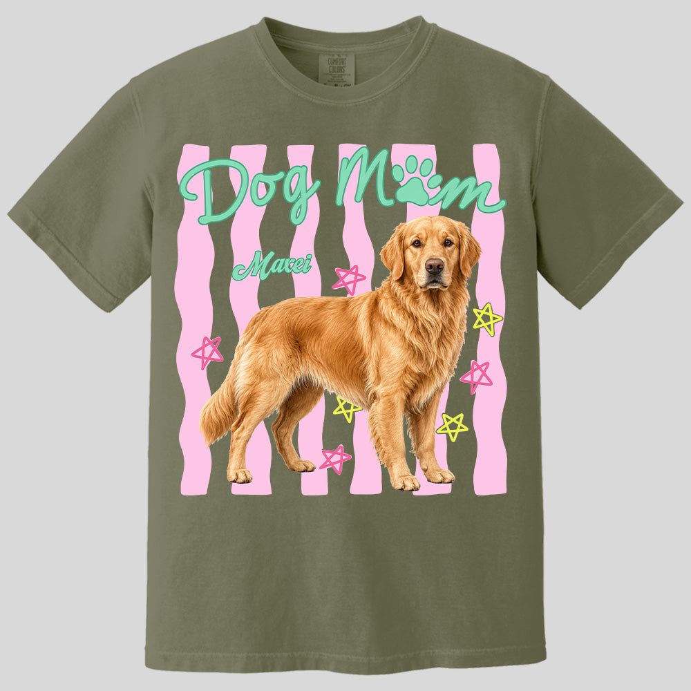 Personalized Dog Mom Shirt, Everyday Striped Shirt, Preppy Dog Mama, Gift For Dog Lover T1807 Pt99