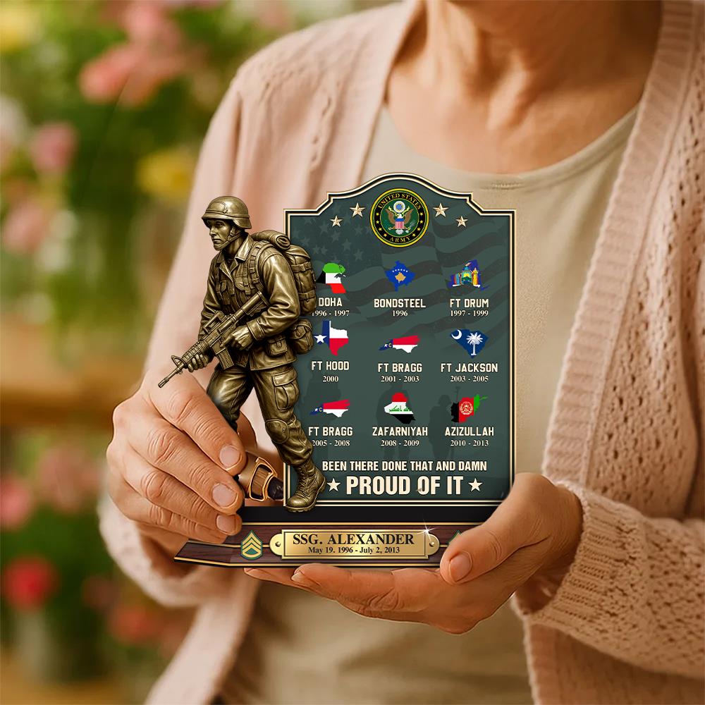 Personalized Acrylic Block Plaque Veteran Proudly Served In Military Base Personalized Gift K1702 Trhn