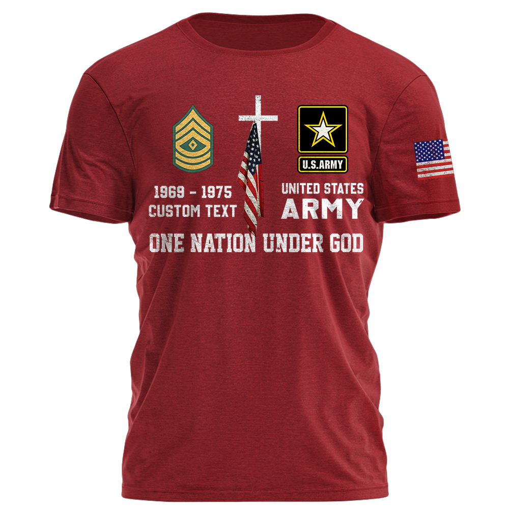 One Nation Under God Personlized Shirt For Veteran Custom Rank and Branch K1702