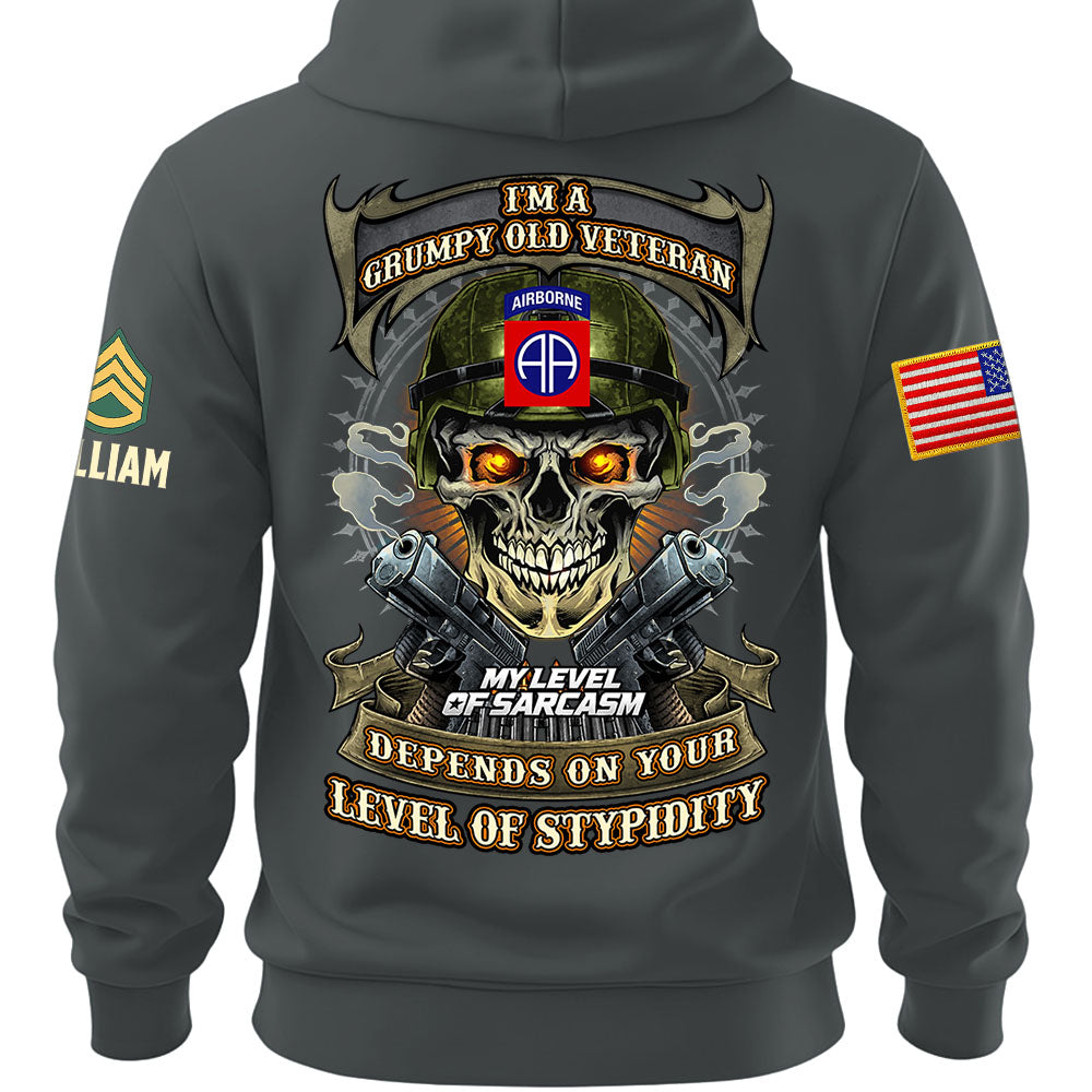 Custom Veteran Shirt I'm A Grumpy Old Veteran My Level Of Sarcasm Gift For Military Veterans K1702 MT2