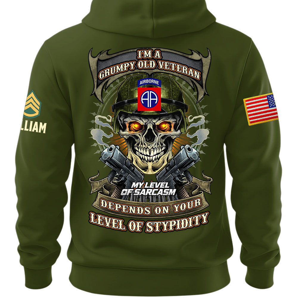Custom Veteran Shirt I'm A Grumpy Old Veteran My Level Of Sarcasm Gift For Military Veterans K1702 MT2