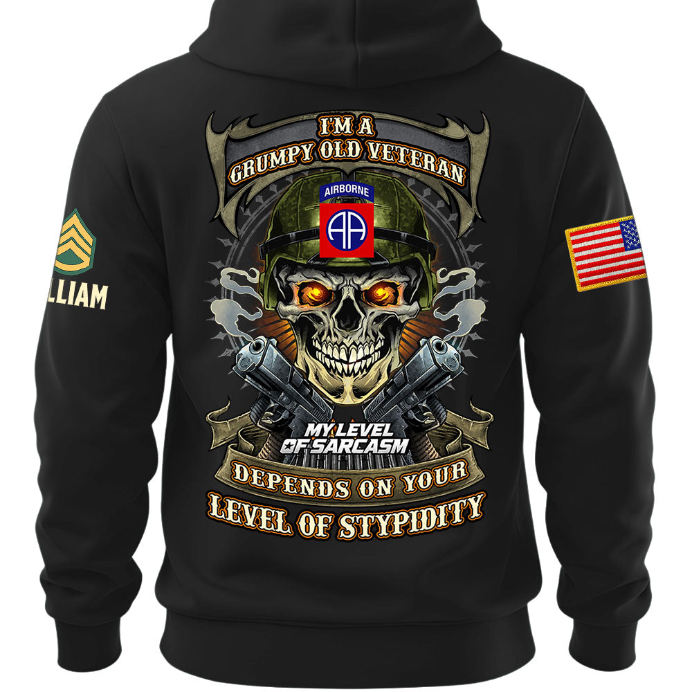 Custom Veteran Shirt I'm A Grumpy Old Veteran My Level Of Sarcasm Gift For Military Veterans K1702 MT2