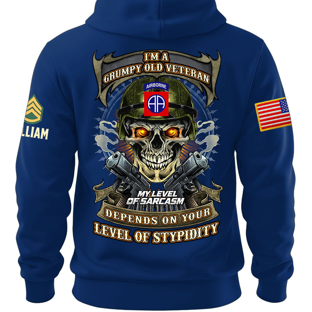 Custom Veteran Shirt I'm A Grumpy Old Veteran My Level Of Sarcasm Gift For Military Veterans K1702 MT2