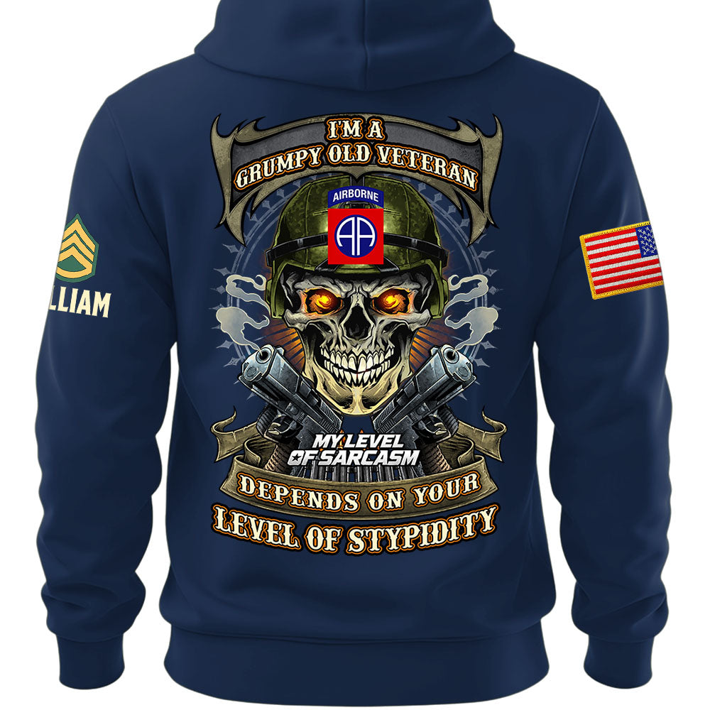Custom Veteran Shirt I'm A Grumpy Old Veteran My Level Of Sarcasm Gift For Military Veterans K1702 MT2