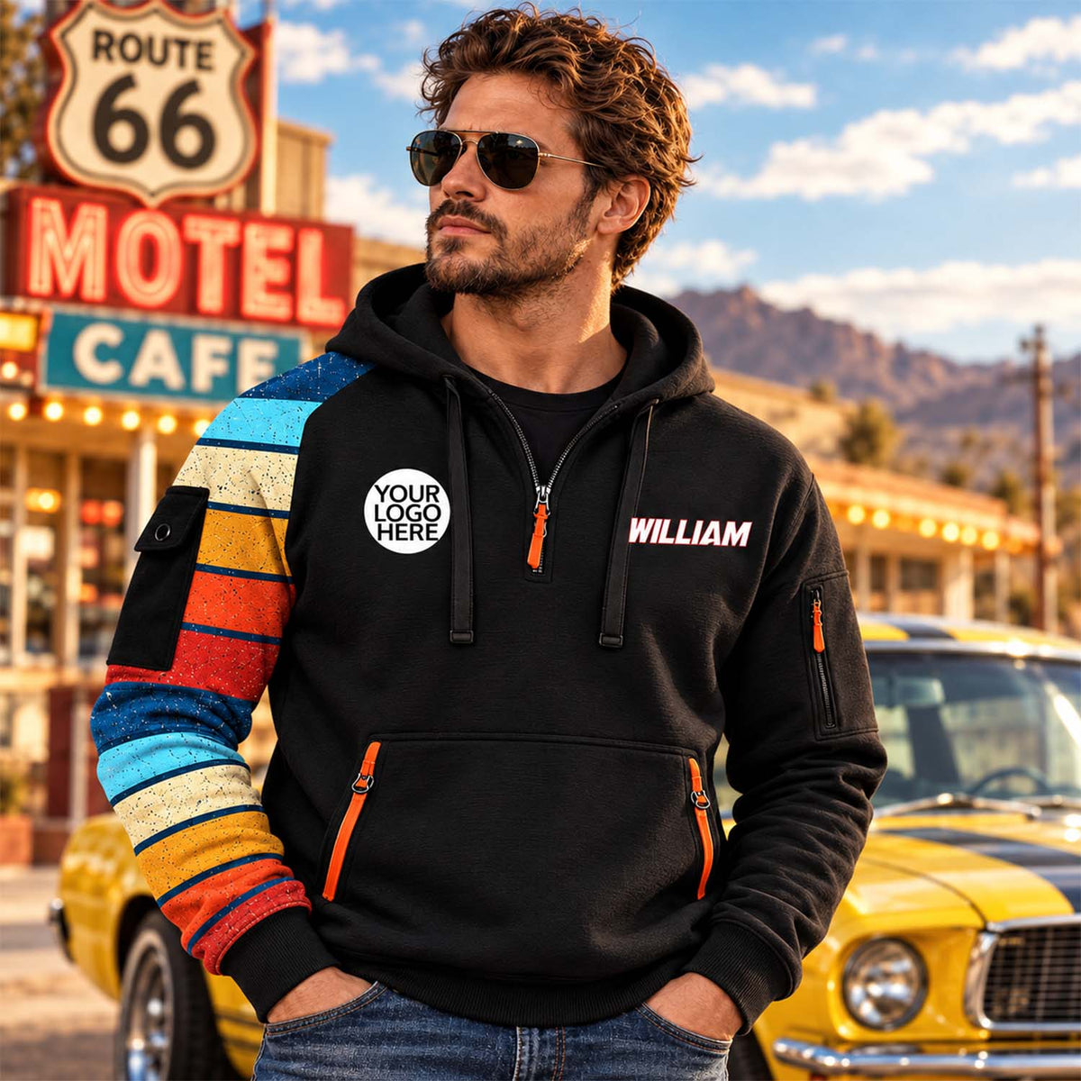 This Is How I Roll - Personalized Photo Classic Car Half Zipper Hoodie - Gift for Dad, Grandpa & Car Lovers A2110 Pt99 VN09