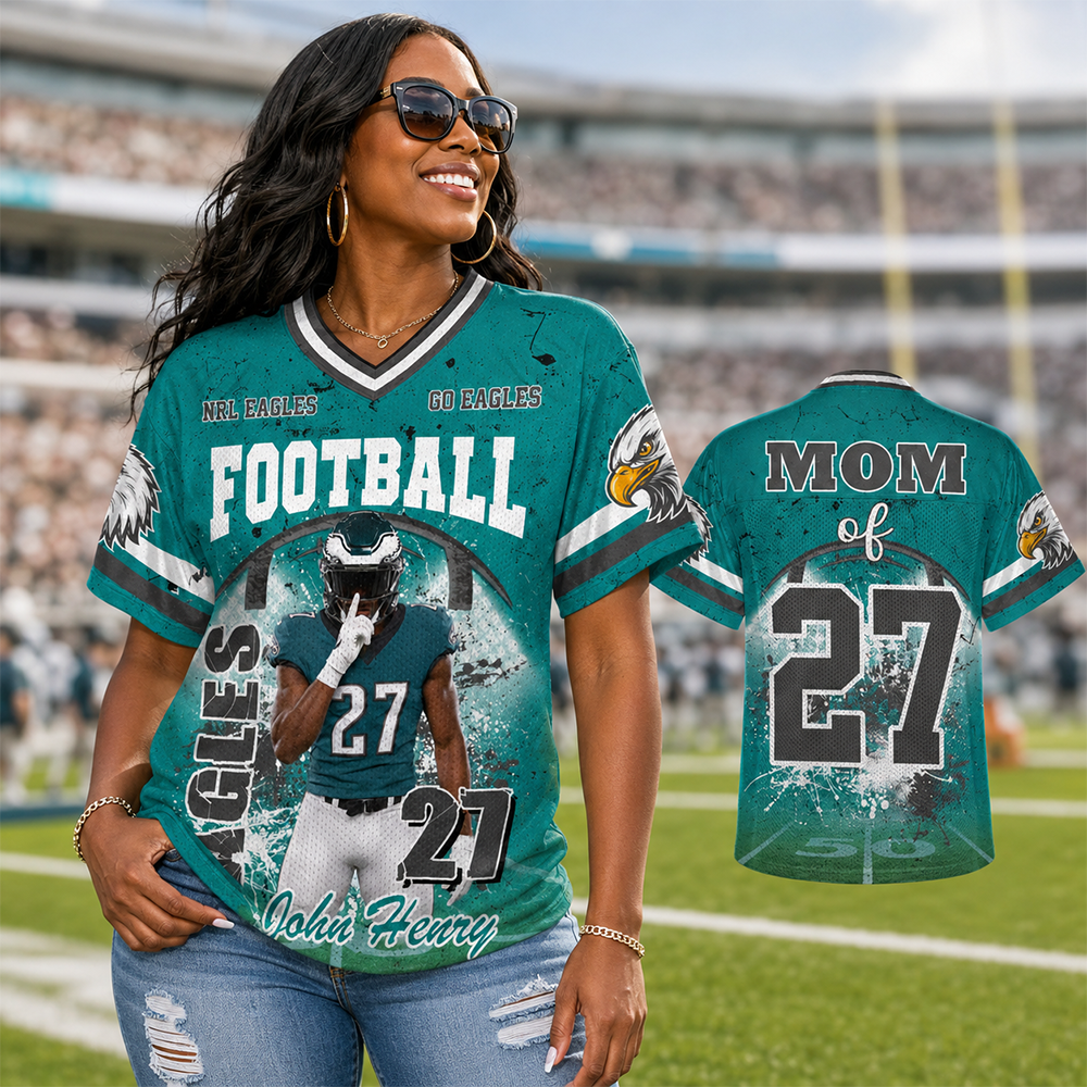 Custom Football Mom Jersey with Photo & Player Number – Personalized Game Day Shirt Hv01