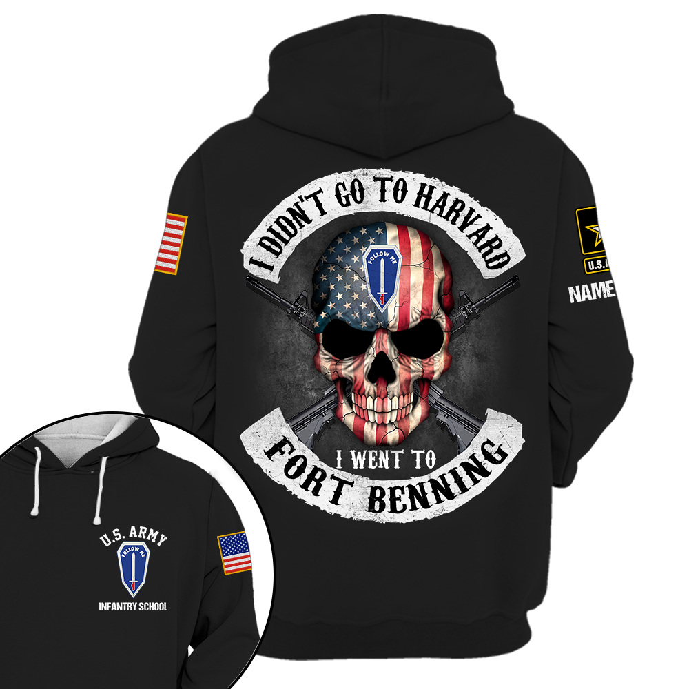 I Didn't Go To Harvard I Went To Military Base Skull Veteran Personalized All Over Print Shirt Gift For Soldier K1702