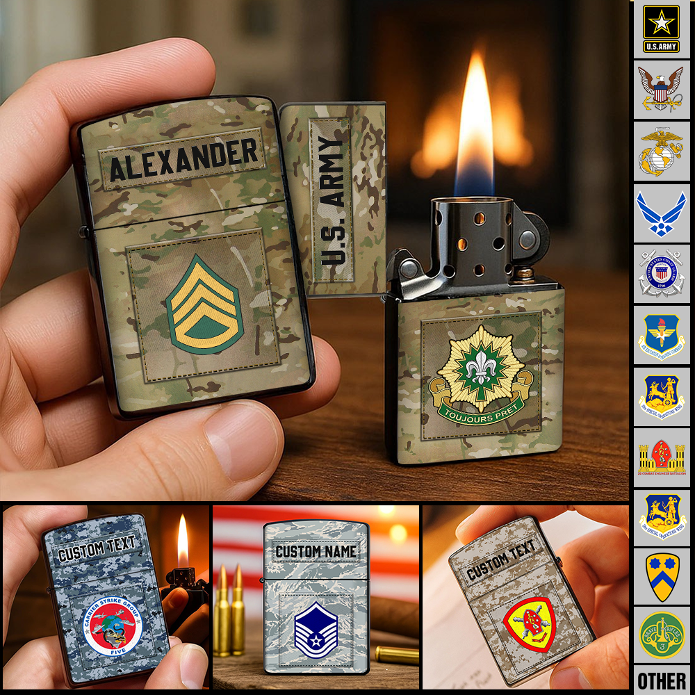 Veteran Custom Lighters Division And Rank Personalized Gift K1702 Trhn