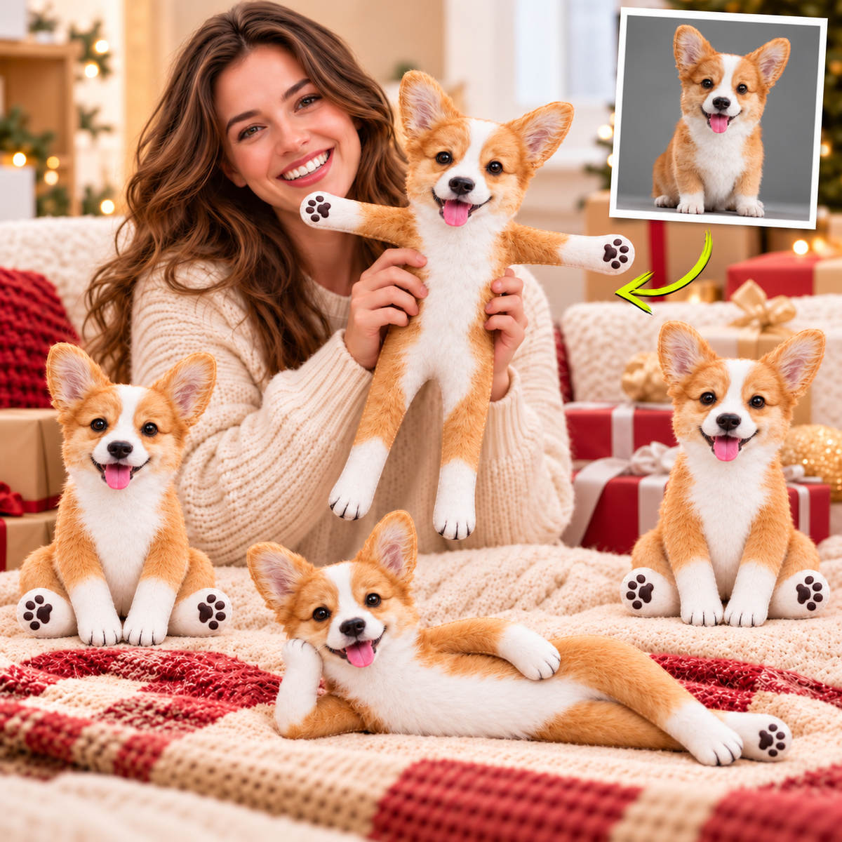 Personalized Welsh Corgi Photo Pet Squishy Toy Poseable Plush Doll, Funny Gift For Dog Mom, Dad, Pet Lover T1807 T24 TL06