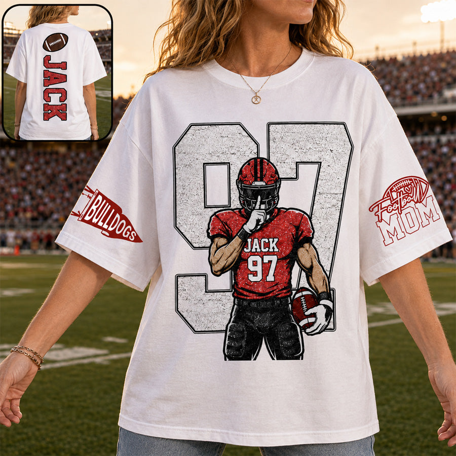 Custom Spirit Shirt, Personalized Team Tee, Custom Initial Shirt with Number & Sleeve Print, Game Day Shirt Nh00