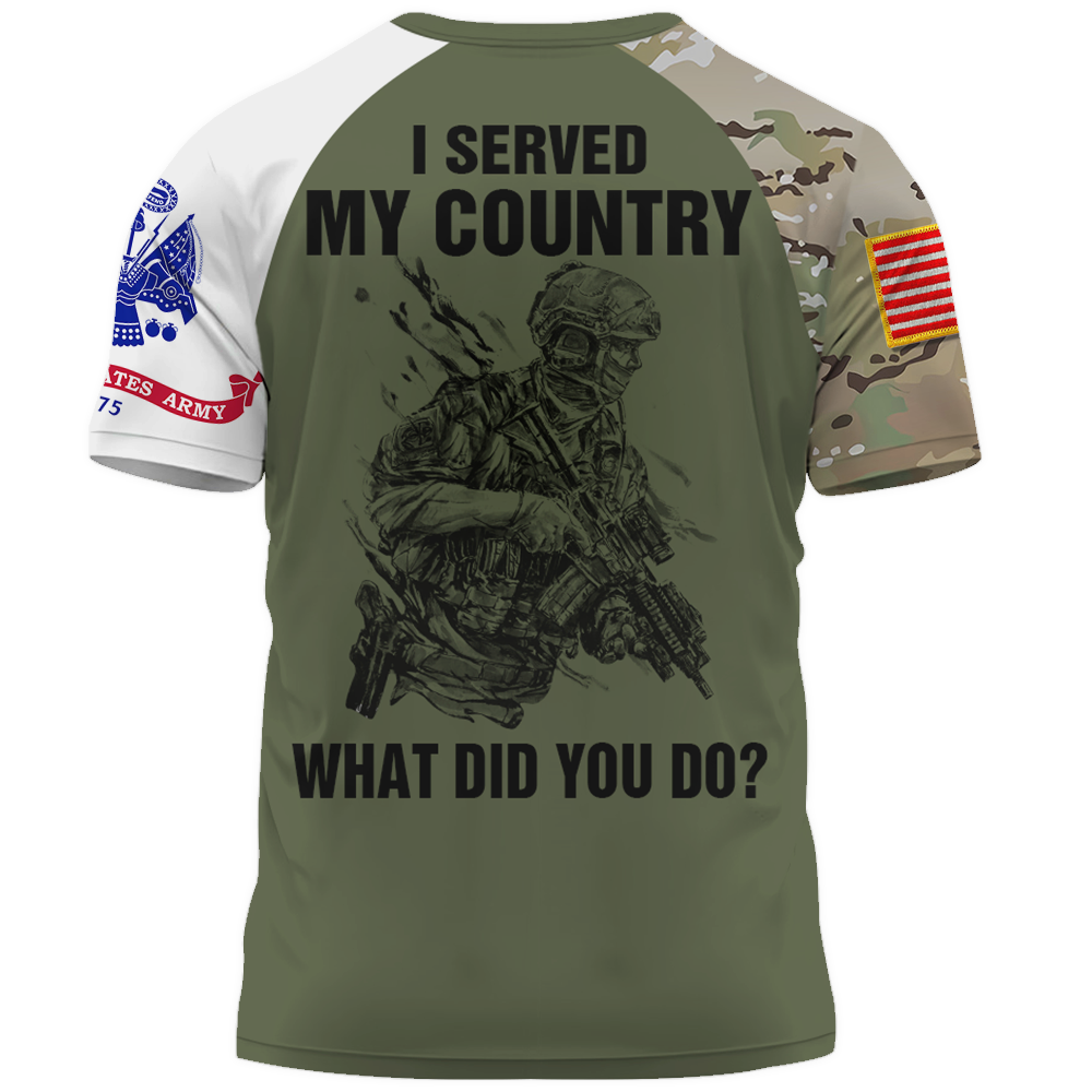 Personalized All Over Print Shirt I Served My Country What Did You Do Custom All Branch Military K1702