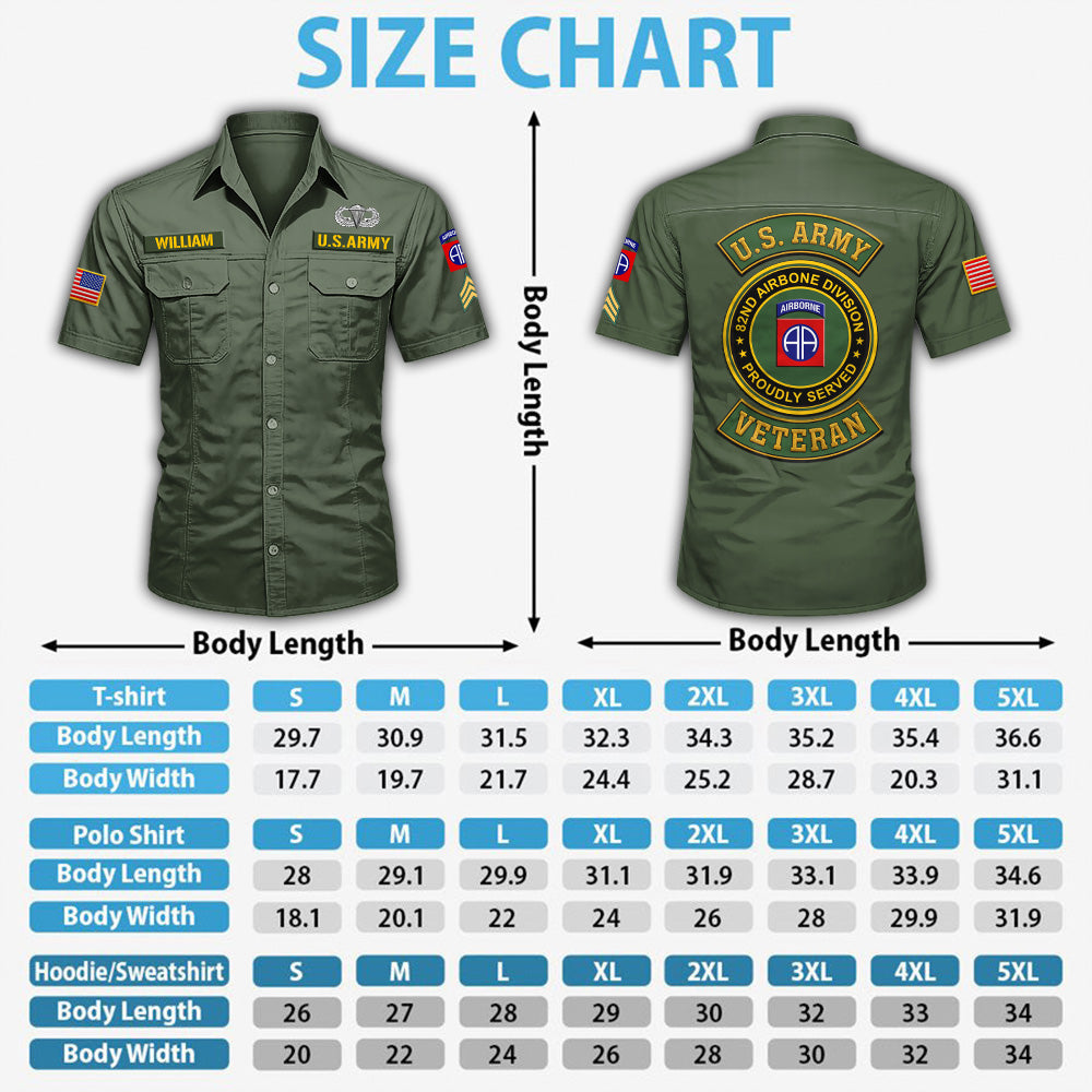 Custom Cotton Cargo Shirts US Military Veteran Custom Branch Logo Division Personalized Gift For Veterans K1702 MT2