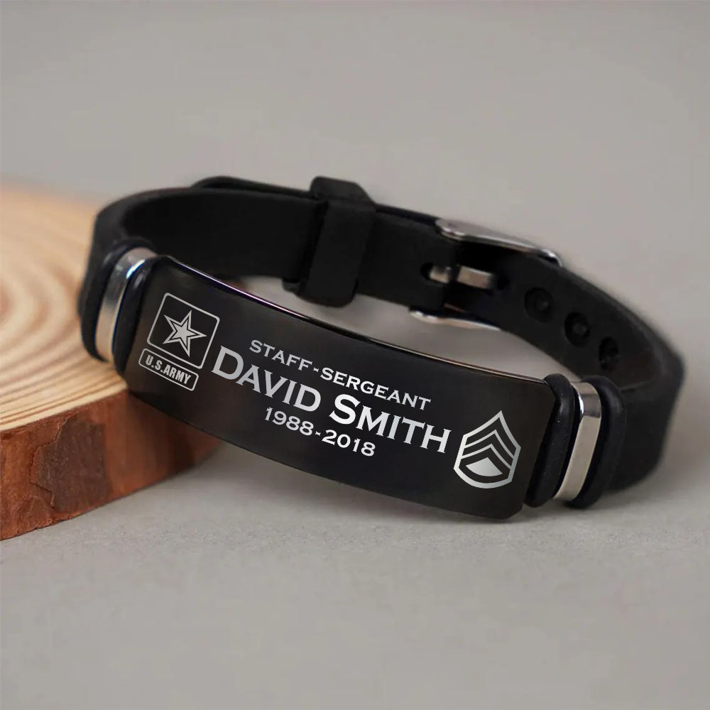 Custom Metal Military Bracelet Veteran Retirement Gift K1702 Trhn