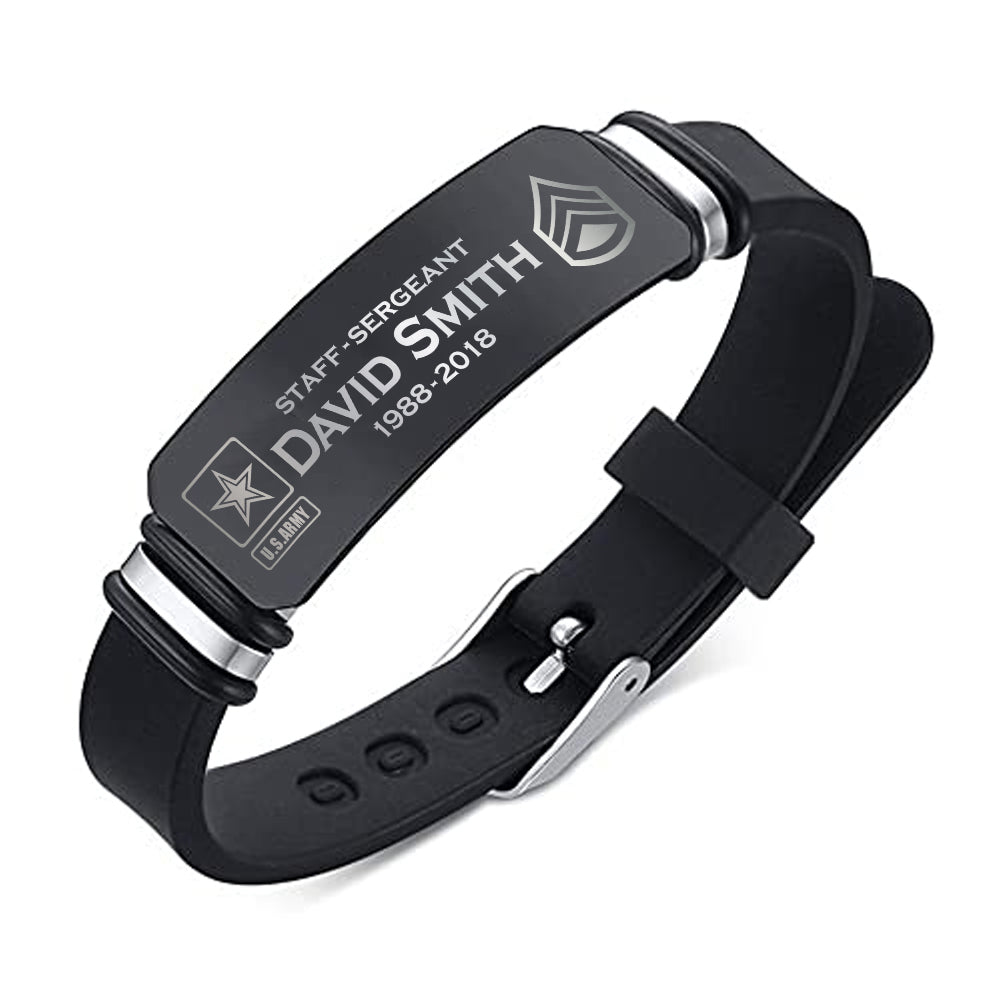 Custom Metal Military Bracelet Veteran Retirement Gift K1702 Trhn