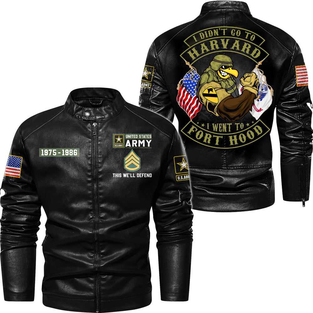 I Didn't Go To Harvard I Went To Military Base Personalized Leather Jacket For Veteran K1702 Trhn